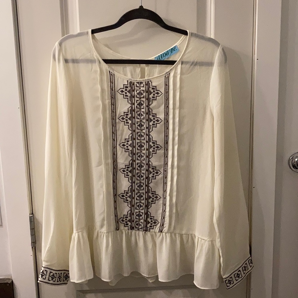 Ivory beaded boho blouse